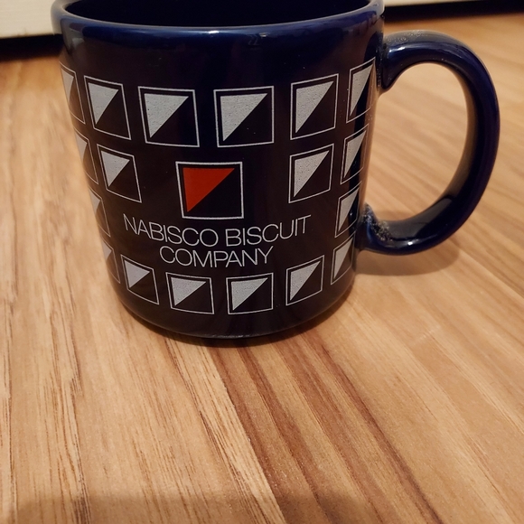 Vintage Nabisco Biscuit Company Logo Coffee Mug Cup Dark Cobalt Blue - Picture 2 of 7